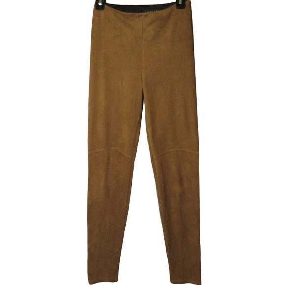 Lysse Faux Suede Pants High Waisted Leggings Pull On Stretch Tan XS NWOT - Picture 1 of 13